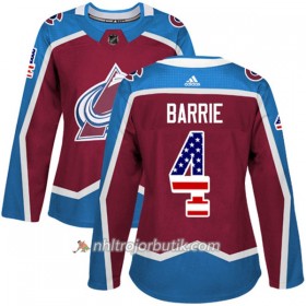 Dame Ishockey Colorado Avalanche Tröja Tyson Barrie 4 Adidas 2017-2018 Burgundy Röd USA Flag Fashion Authentic